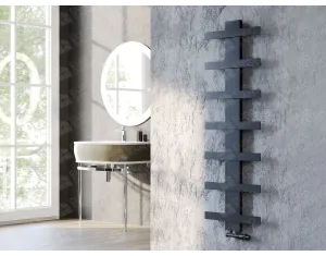 Uscător de prosoape de design LOJIMAX colecția ALBATROS STYLE 1740x450 mm, Negru