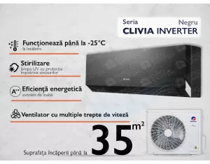 Conditioner GREE CLIVIA BLACK D.C. Inverter R32 G10 GWH12AUCX-12000 BTU