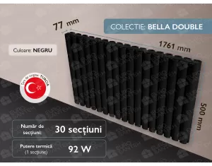 Calorifer LOJIMAX, BELLA DOUBLE înălțime 500 mm, lungime 1761 mm. (Culoare neagră)