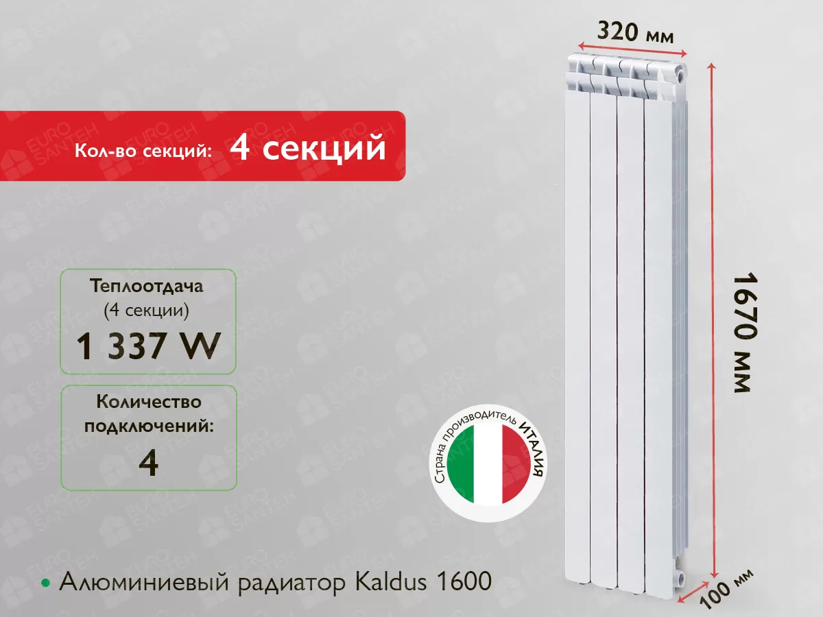 Алюминиевый радиатор Kaldus 1600 (4 элемента.)