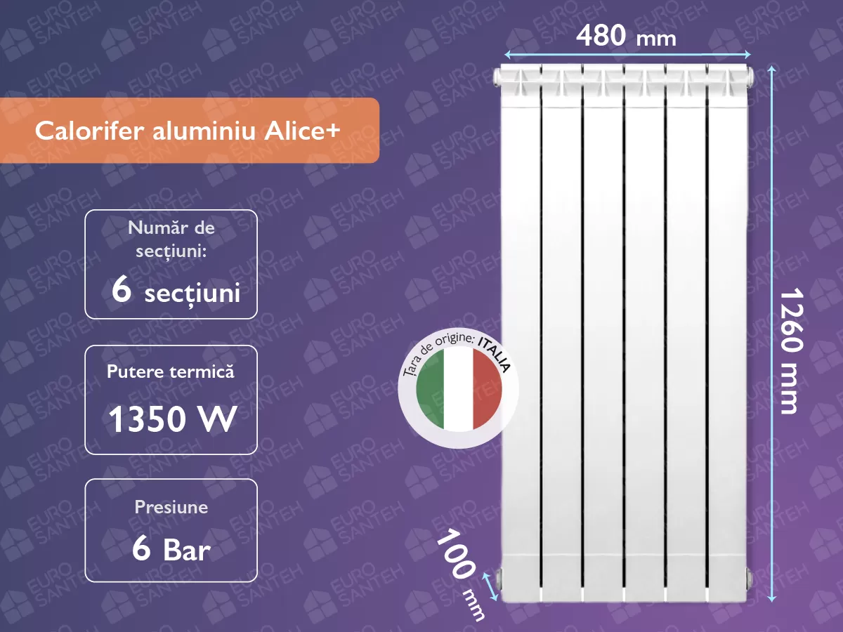 Aluminum radiator Alice+ 1200 (6 elem.)