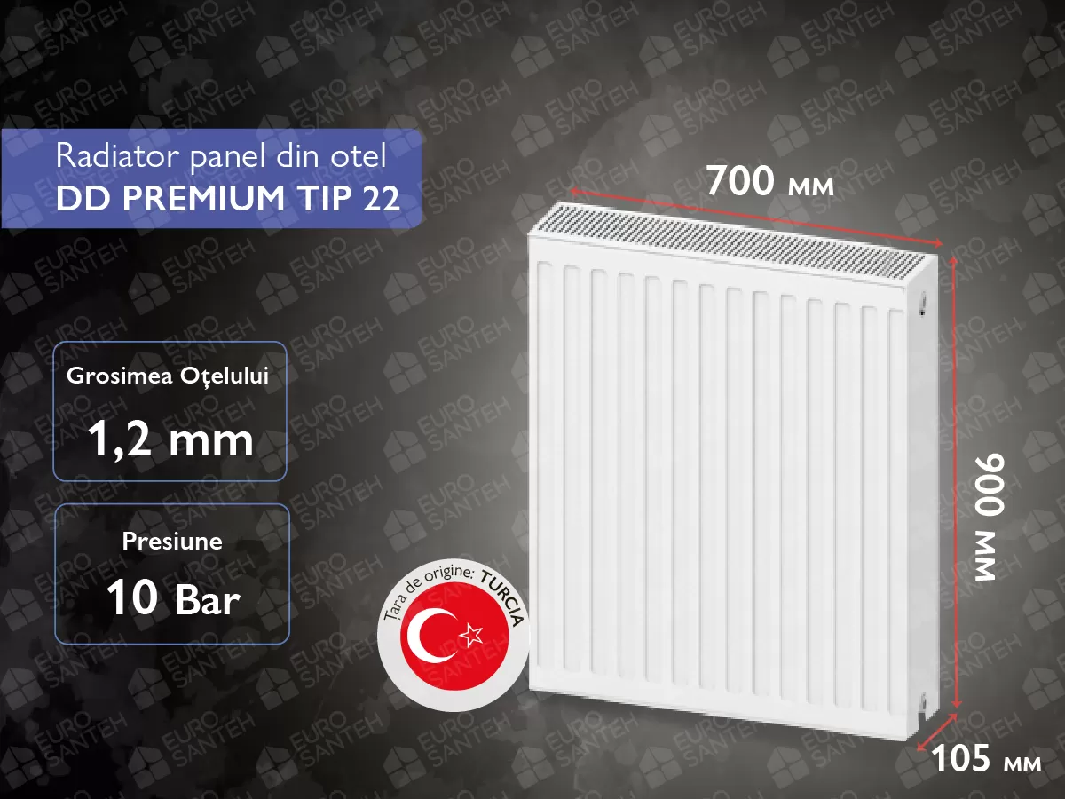 Radiator panel din otel DD PREMIUM TIP 22 900x700