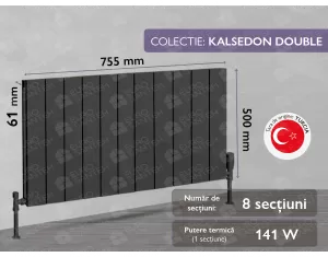 LOJIMAX radiator, KALSEDON DOUBLE, height 500 mm, length 755 mm. (Color Anthracite grey)