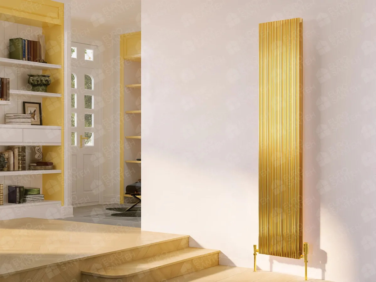 Дизайнерский радиатор LOJIMAX, коллекция BAMBOO DOUBLE Высота 300 мм. Ширина 239 мм. GOLD MATT ANODISING