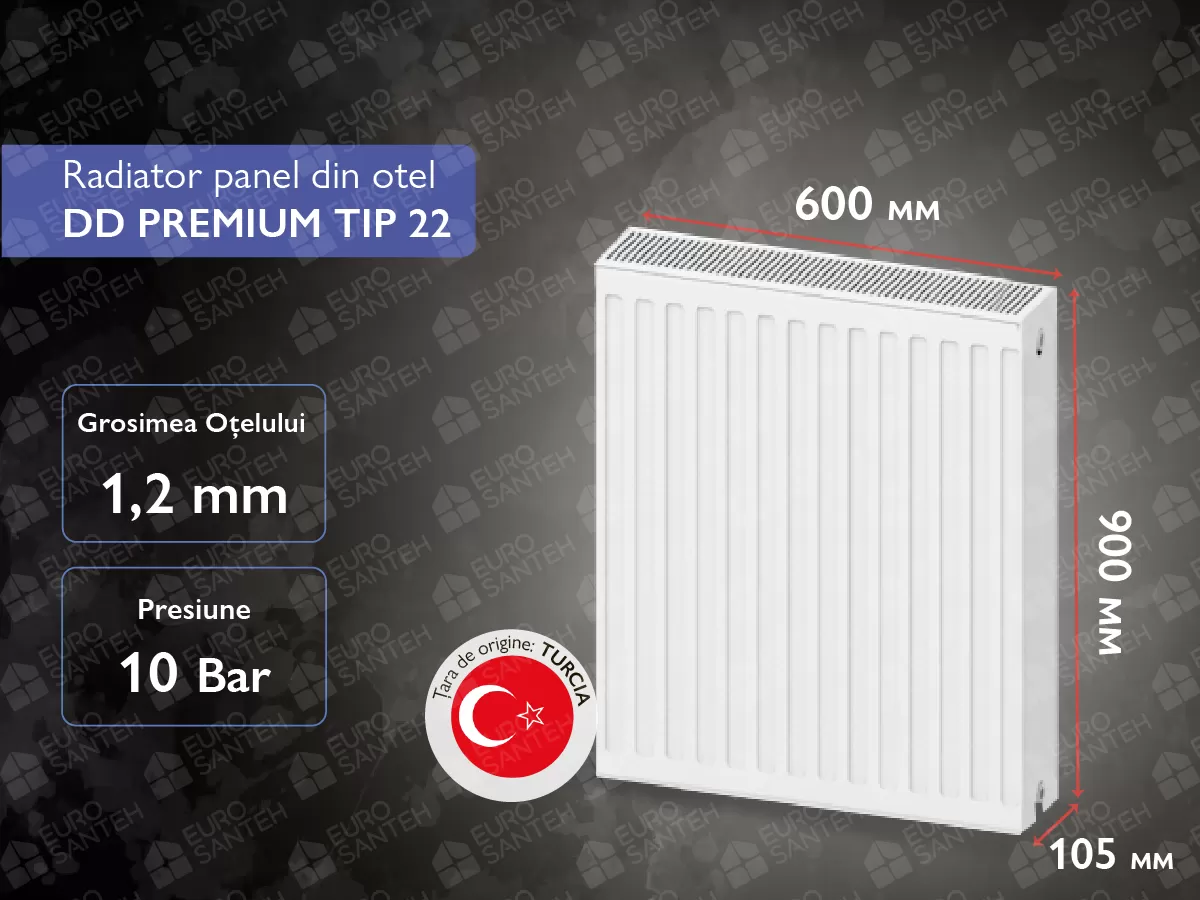 Radiator panel din otel DD PREMIUM TIP 22 900x600