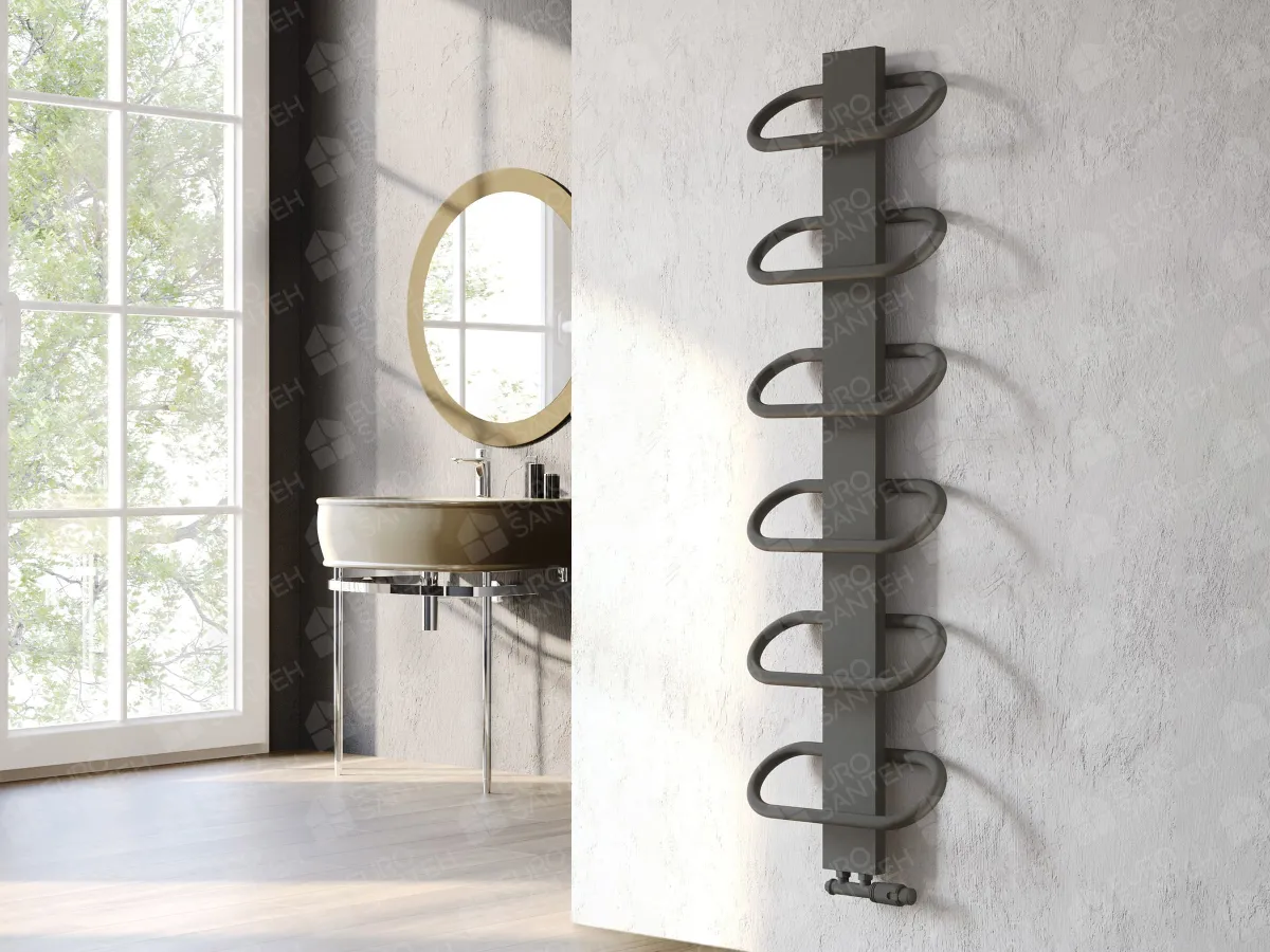 Designer towel warmer LOJIMAX, collection PEARL height 530 mm. width 400 mm. Anthracite matte