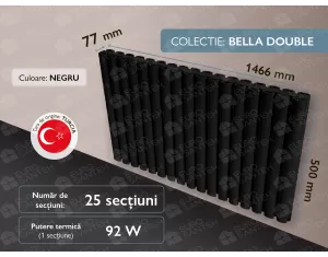 LOJIMAX radiator, BELLA DOUBLE height 500 mm, length 1466 mm. (Color Black)