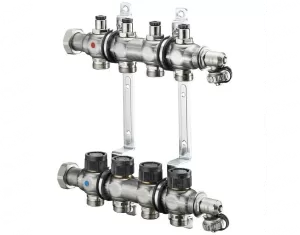 Oventrop 1'' 5C stainless steel distributor set with flow meters