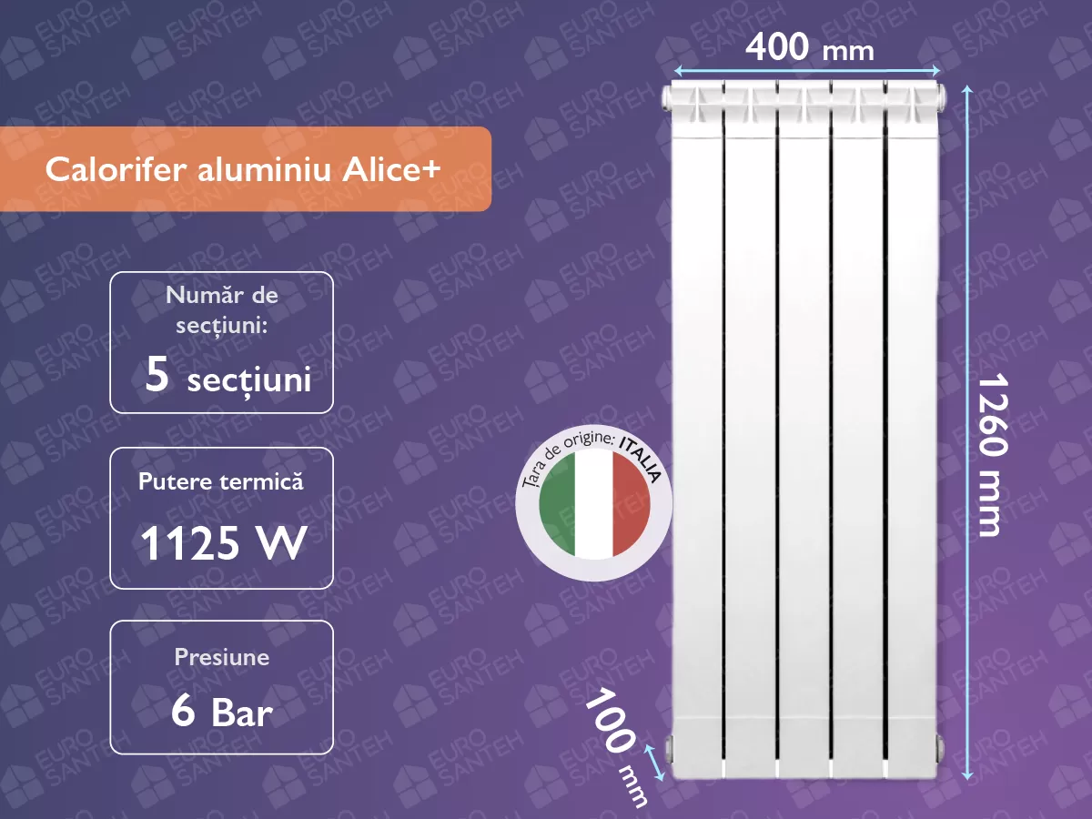 Aluminum radiator Alice+ 1200 (5 elem.)