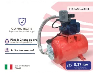 Hidrofor Pedrollo PKm60-24CL (pina la 8m, 0,37kW) cu protectie