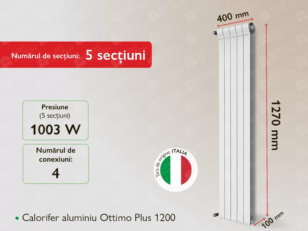 Aluminum radiator Ottimo Plus 1200 (5 elem.)