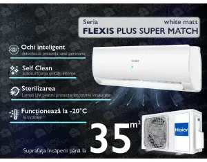 Conditioner HAIER FLEXIS Plus DC Inverter R32 Super Match AS35S2SF1FA-WH-1U35S2SM1FA (white matt) (Încălzire pana la - 20°C)