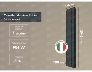Aluminum radiator Rubino Rubino Antracit (3 elem.)