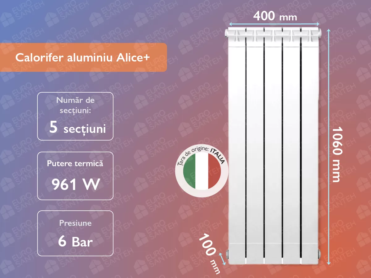 Aluminum radiator Alice+ 1000 (5 elem.)