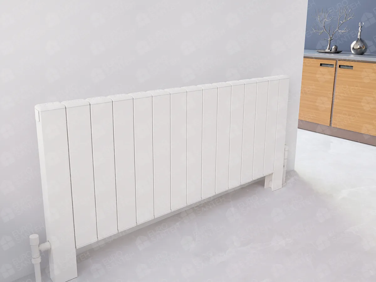 FLOOR STANDING ALUMINUM RADIATOR LOVA LUX inaltimea 400 mm. latimea 1036 mm. alb mat