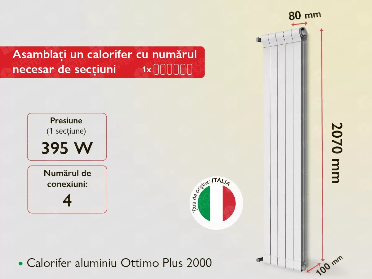 Aluminum radiator Ottimo Plus 2000