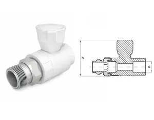 Кран прямой полипропиленовый для радиатора. (PPR) d.20