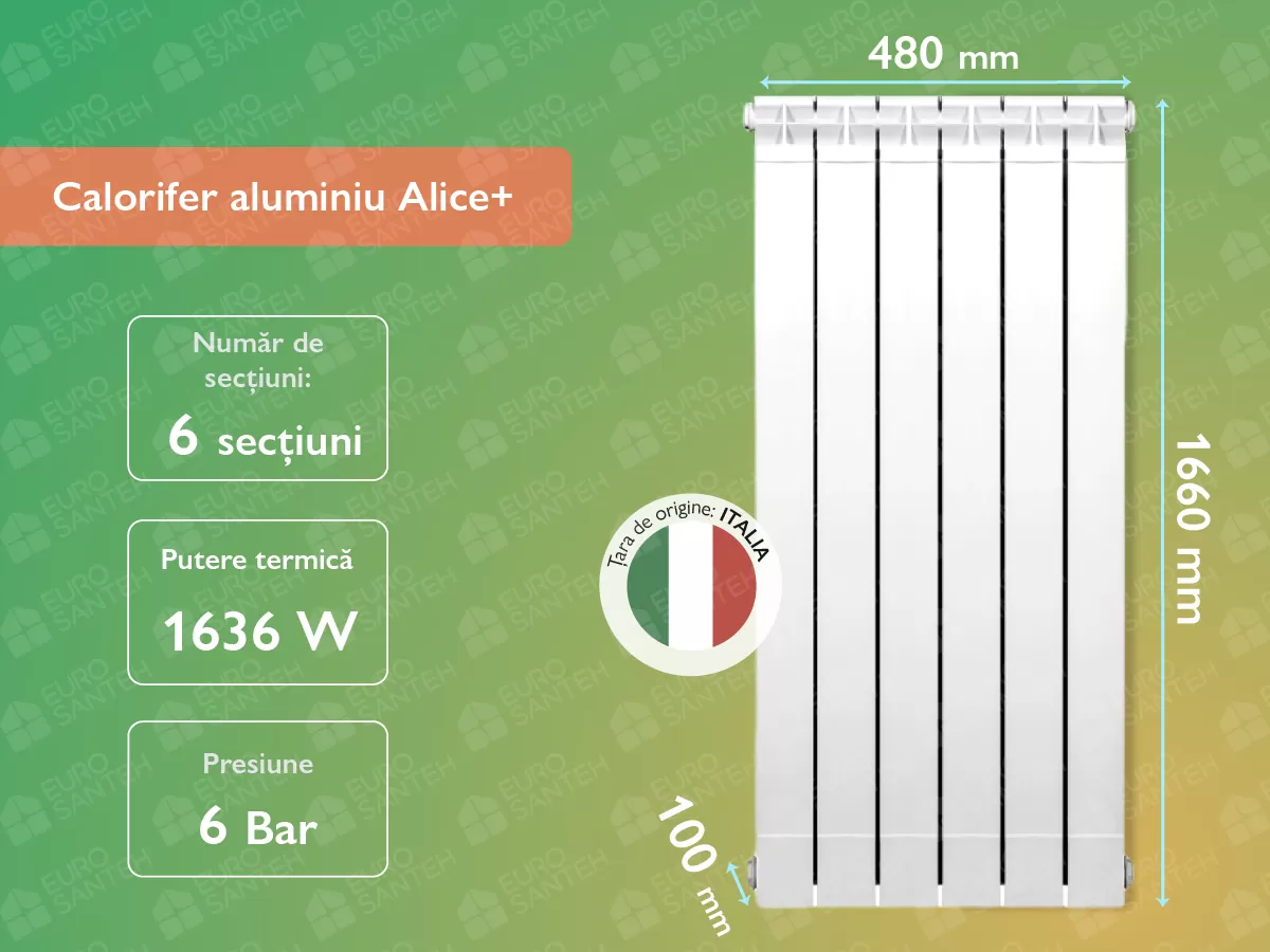 Aluminum radiator Alice+ 1600 (6 elem.)