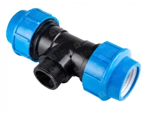 Тройник полиэтиленовый зажимной PN 6 бар, d. 32 x 3/4" x 32 (папа) 