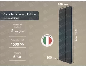 Calorifer aluminiu Rubino Antracit 2000 (5 elem.)