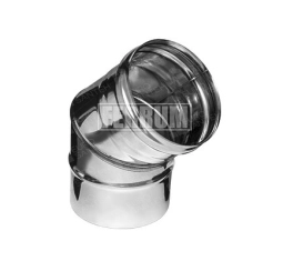 45 ° non-insulated elbow for FERRUM chimney d.130 mm (stainless steel 430 / 0.5 mm)