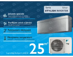 Conditioner DAIKIN Inverter STYLISH FTXA25BS+RXA25A argintiu A+++