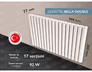 LOJIMAX radiator, BELLA DOUBLE height 500 mm, length 944 mm. (Color white)