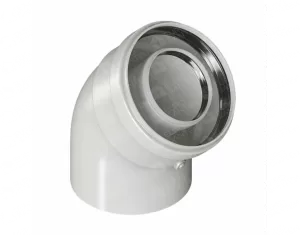 Coaxial angle for flue gas exhaust, diameter 60/100 mm, 45°