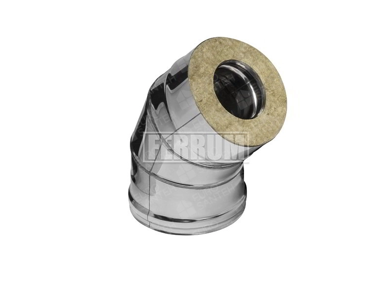 45 ° insulated elbow for FERRUM chimney d.115-200 mm (stainless steel 430 / 0.5 mm)