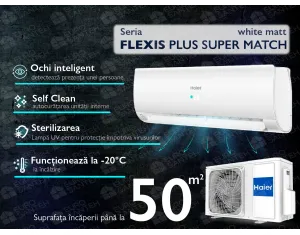 Conditioner HAIER FLEXIS Plus DC Inverter R32 Super Match AS50S2SF1FA-WH-1U50S2SJ2FA (white matt) (Încălzire pana la - 20°C)