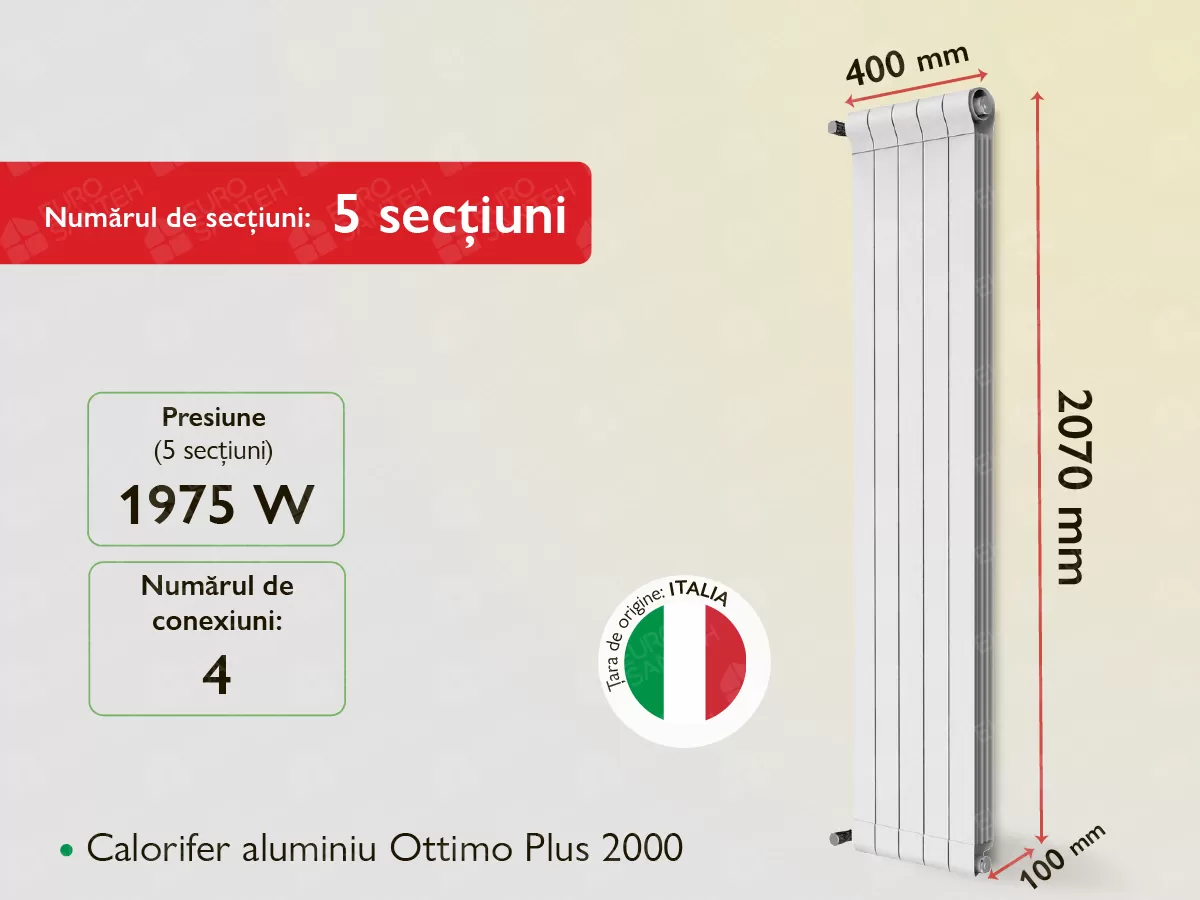 Aluminum radiator Ottimo Plus 2000 (5 elem.)