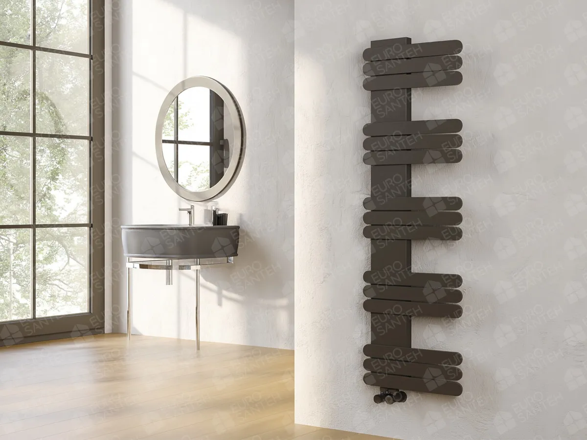 Designer towel warmer LOJIMAX, collection NUMMO height 250 mm. width 400 mm. Anthracite matte