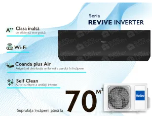 Conditioner HAIER REVIVE Plus DC Inverter R32 AS68RDAHRA-B 1U68MRAFRA-4 Negru (Încălzire pana la - 20°C)