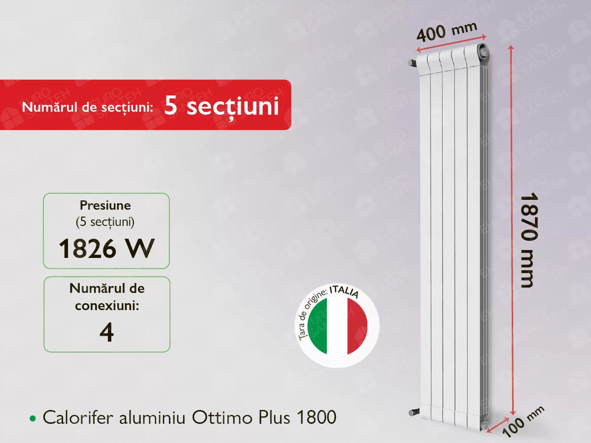 Aluminum radiator Ottimo Plus 1800 (5 elem.)