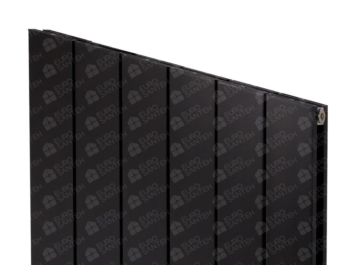 Designer radiator LOJIMAX, collection  KALSEDON DOUBLE height 400 mm. width 1705 mm. black mat