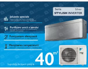 Air conditioner DAIKIN Inverter STYLISH FTXA42BS+RXA42A серебряный A++