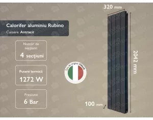 Aluminum radiator Rubino Antracit 2000 (4 elem.)