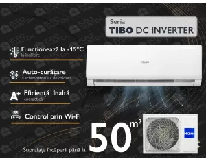 Conditioner Haier Tibo DC Inverter R32 AS55TDMHRA-C/1U55MEMFRA-C (Încălzire pana la - 15°C)