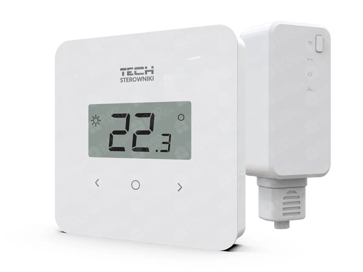 Termostat de cameră fără fir, programabil, cu ciclu săptămânal Tech EU T-2.2 (alb)