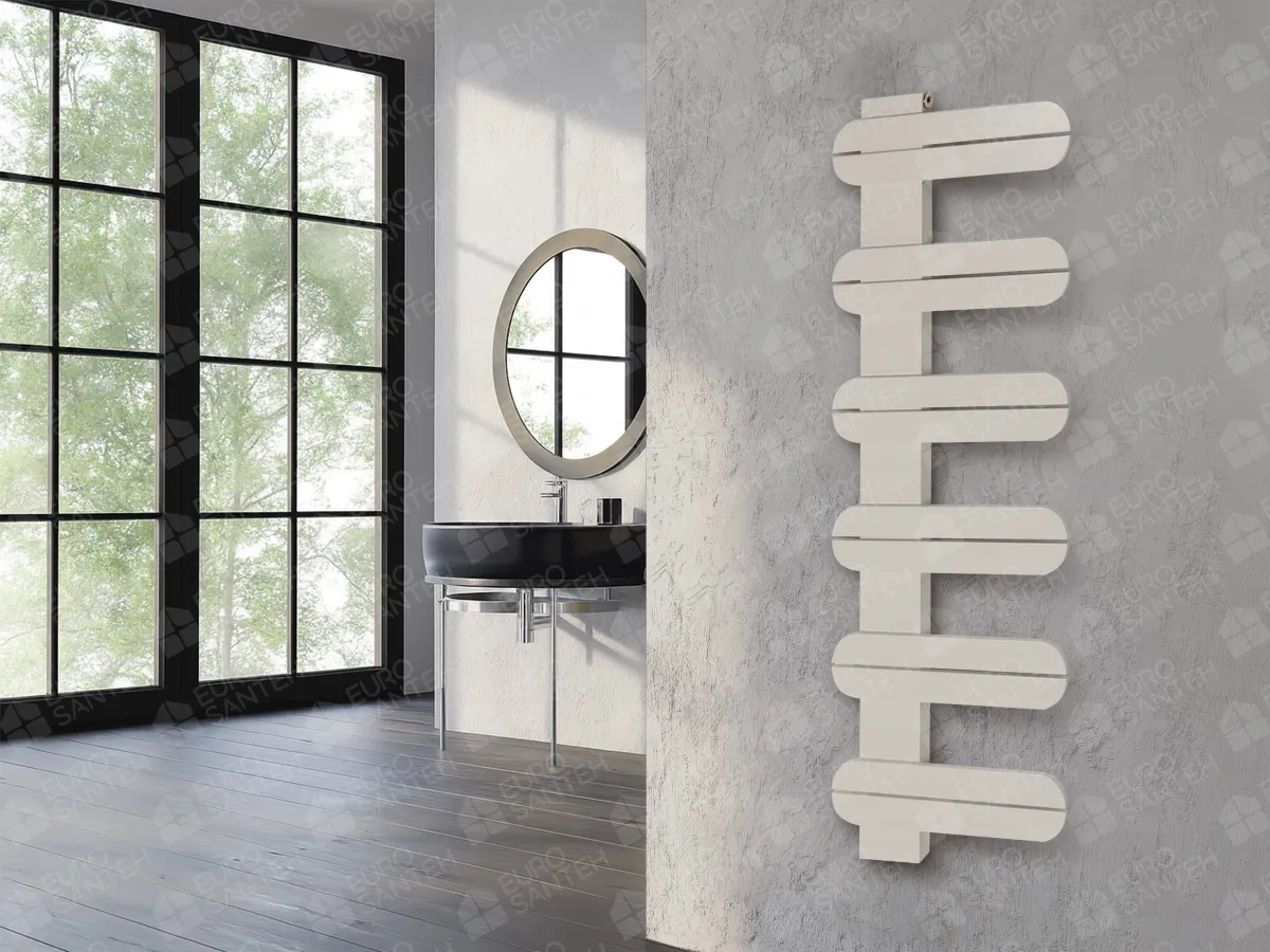 Designer towel warmer LOJIMAX, collection LINEA height 195 mm. width 400 mm. Lemon gloss