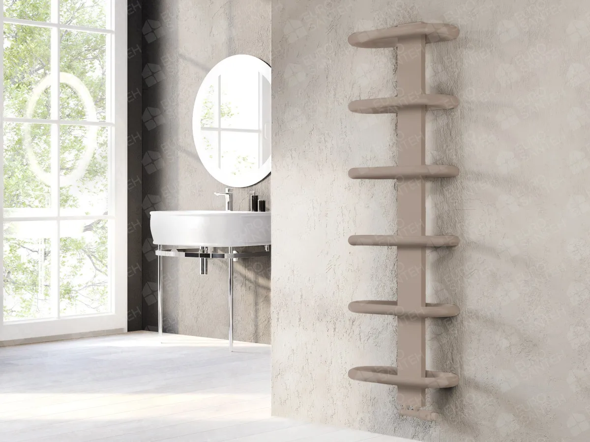 Designer towel warmer LOJIMAX, collection TEOS height 390 mm. width 400 mm. Kiwi matte
