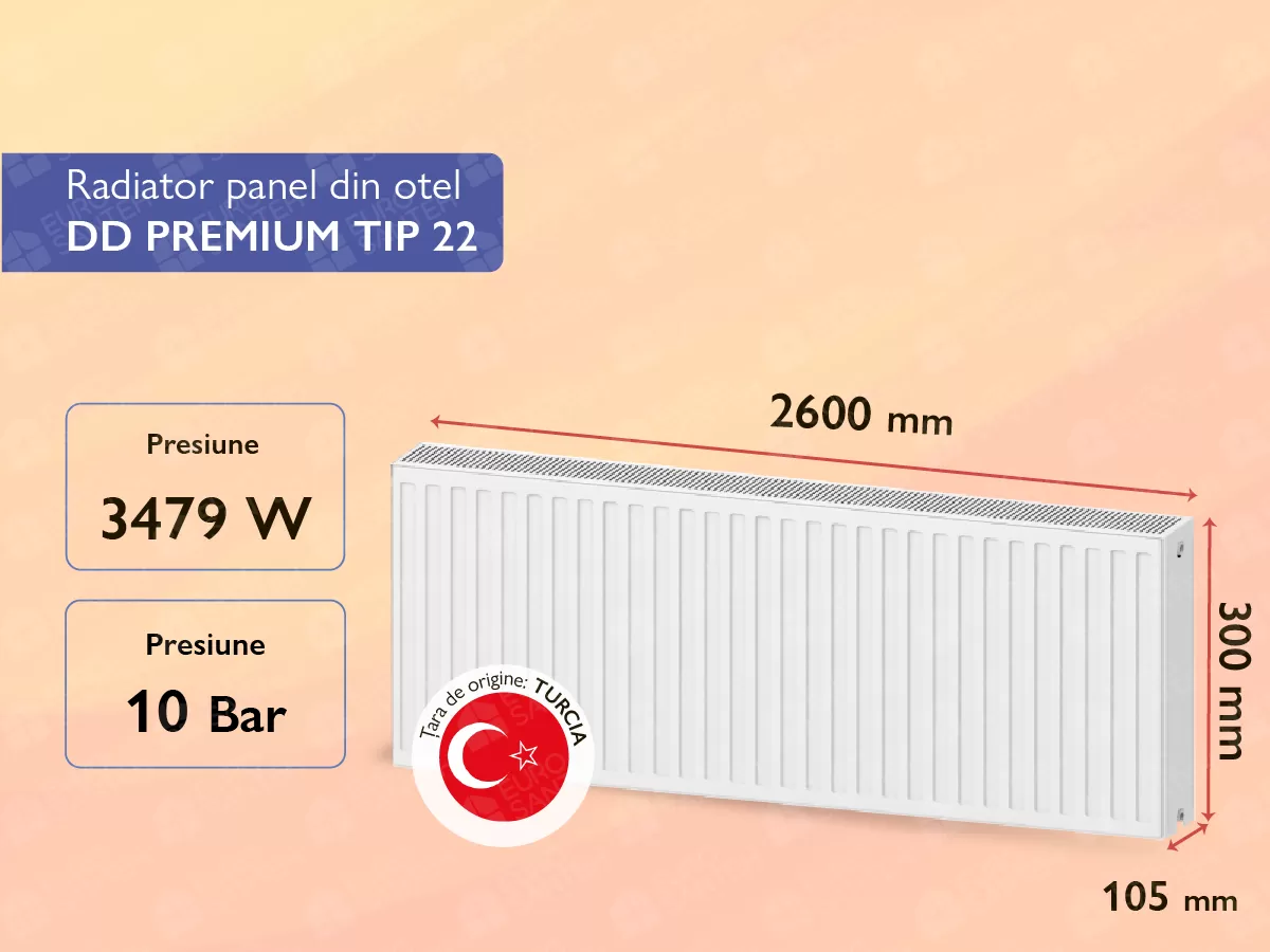 Steel panel radiator DD PREMIUM TIP 22 300x2600