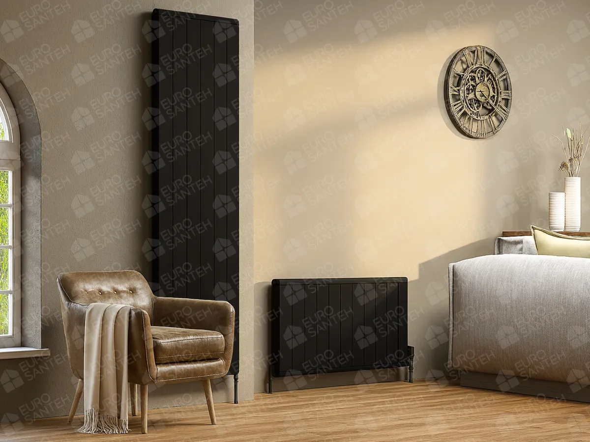 Designer radiator LOJIMAX, collection  LOVA LINE height 300 mm. width 319 mm. black mat