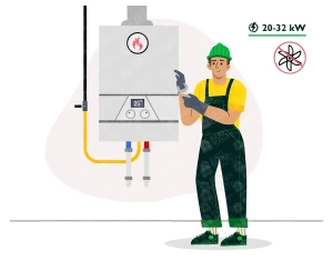 Стандартный монтаж двухконтурного газового котла мощностью 20-32 кВт