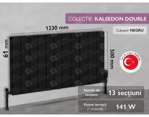 LOJIMAX radiator, KALSEDON DOUBLE, height 500 mm, length 1230 mm. (Color Black)