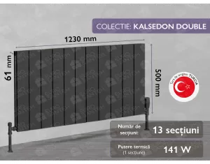 LOJIMAX radiator, KALSEDON DOUBLE, height 500 mm, length 1230 mm. (Color Anthracite grey)