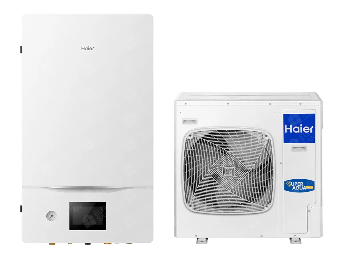 Тепловой насос воздух-вода сплит-система Haier Super Aqua AW082SNCHAHU102WAMNA+HW-WA101DBT