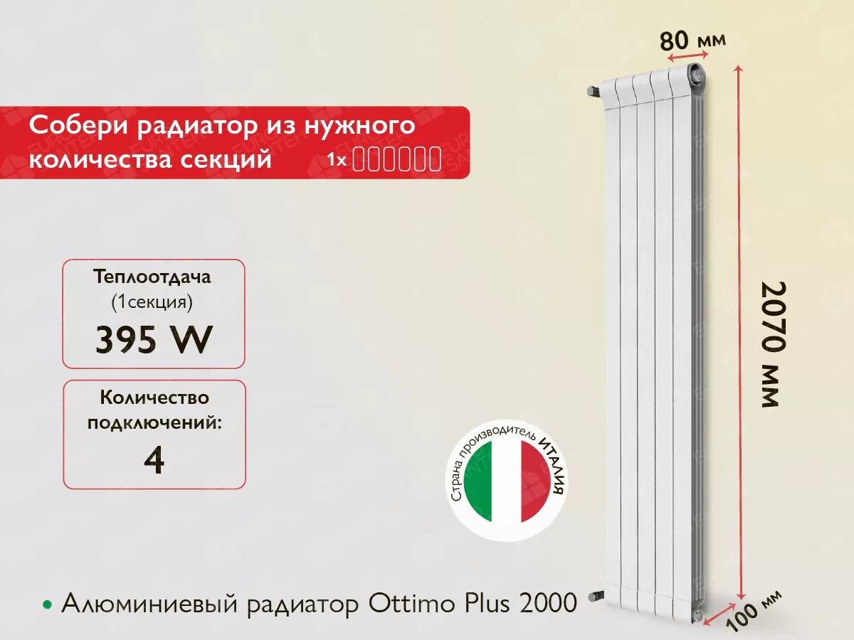 Алюминиевый радиатор Ottimo Plus 2000