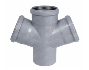 Sewer cross made of polypropylene (PPR) 45 degrees d.110 x d.110 x d.110 x d.110