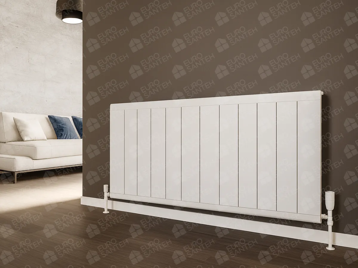 Designer radiator LOJIMAX, collection  KALSEDON LINE height 500 mm. width 1800 mm. black mat